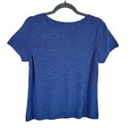 Talbots Blue Cotton Tight Knit Short Sleeve Round Neck Pullover Sweater Size LP Photo 1