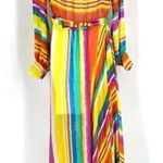 Corrida Women's Rainbow Striped Balloon Sleeve Wrap Maxi Dress Multi Photo 1