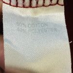 Rebecca Malone Vintage Y2K brick red long sleeve Henley style top lace and printed trim at cuff Photo 6