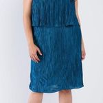 Janette Plus Teal Scrunch Texture Layered Midi Dress Size 2X Photo 0