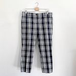 Ann Taylor  Cotton Crop Navy Blue White Plaid Size 12 Photo 1