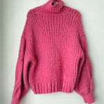 Bright Pink Oversized Chunky Knit Turtleneck Sweater M Size M Photo 0