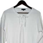 J.Crew Front Lace Long Sleeve Stretch Plush Knit Sweater Rib Hems M True White Photo 1