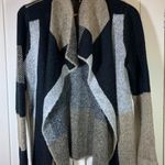 Sioni Cardigan Sweater Womens Medium‎ Black White Open Artsy Boho Mature Modern Photo 0