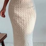 ZARA NWT BLOGGERS FAVORITE super BOHO ECRU BEIGE CROCHETED HALTER Maxi DRESS L Photo 1