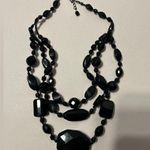 White House | Black Market  BEAUTIFUL BLACK Three Stand Beaded NECKLACE Photo 0