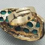 Vintage Retro Teal & Gold Colored Adjustable Ring Blue Photo 5