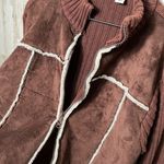 Cato Vintage Y2K Suede Leather Ribbed Double Zip Jacket Faux Fur Penny Lane XL Photo 2