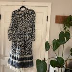 Ulla Johnson  Nadia Dress Indigo Silk Cotton Batik Metallic Midi Dress Size 2 Boh Photo 8