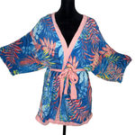 Peyton & Parker Swimsuit Cover Up Kimono Size XS Tropical Resort Wear Vacation Blue Photo 0