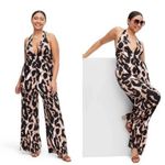 Diane Von Furstenberg  for Target Black and Tan Leopard Halter Jumpsuit Sz Xl Photo 1