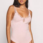 Free People  Women’s Lea Floral Embroidery Bodysuit – Pearl Pink – Size S NWT Photo 0