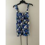 Vintage B Wear Y2K Satin Cami Babydoll Tank Top Fairy L Blue Black Swirl Empire Size L Photo 13