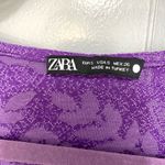ZARA  Blogger Favorite Purple Floral  Short Wrap Front Long Sleeve Dress S Photo 4