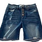 Kancan womens small cut off bermuda denim jean shorts blue distressed casual vac Photo 0