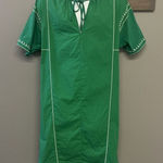 ZARA  Green Embroidered Two-Textured Pullover V-Neck Dress- Small Photo 0