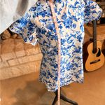 SheIn Blue Floral Patterned Blouse Photo 5