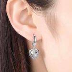 925 Silver Plated AAA Cubic Zirconia Love Heart Dangle Drop Earrings for Women Photo 3