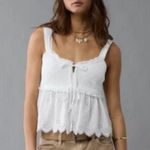 American Eagle  White Sheer Tie Chest Baby doll tank S Photo 0