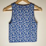 Forever 21  | Blue & White Hawaiian Hibiscus Print Ribbed Tank | M/L Photo 1