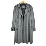 Love for Humanity Couture Black Label Faux Suede Gray Belted Trench Coat Sz XL Photo 1
