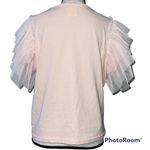 Small womens short sleeve pretty in light pink ruffle t shirt dressy casual Photo 8