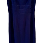 Papell Boutique Vtg  Y2K Navy Sleeveless Dress 10 Petite Keyhole Back Old Money Photo 0