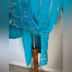 Sister Max Beaded Art Deco 20s Sequin Long Sleeve Dress, Size Large Blue Photo 6