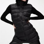 ZARA Black Packable Water Repellent Hooded Longline Puffer Vest Small Photo 6