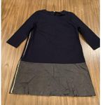 Ted Baker Olyie leather zipper fall shift Dress 3/4 Sleeve Colorblock Navy 4 Photo 5