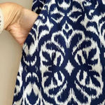 Tori Richard Ikat Navy and White Print Mini Skirt, Preppy Tennis Prep, Size 6 Photo 6