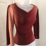 90s/2000s Vintage brown burgundy red shimmery ruched V Photo 1