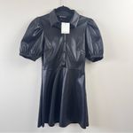 ZARA NWT Bloggers WOMAN FAUX LEATHER MINI DRESS PUFF SLEEVES Size S Photo 4