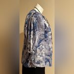 Newport News  White & Blues Tie In Front & Sleeves Summer Blouse Sz4 Great Cond Photo 3