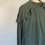 Darling Brand Ruffle Crewneck Sweater Sweatshirt Olive Green XS X Photo 3