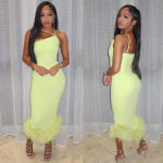 House Of CB House of‎ CB ‘Alessia’ Lime Feathered Midi Dress size XS $299 Photo 14