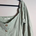 Girl and the Sun sage green long sleeve button dress Size L Photo 2