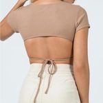 Princess Polly  Size 10 Light Brown Ribbed Underwire Crop Top Photo 1