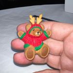 Hallmark  Vintage Christmas Teddy In Sweater‎ and Antlers  Brooch Photo 2