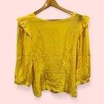 Dandelion yellow silk ruffle shoulder blouse walter sz 6 sexy back buttons Photo 1