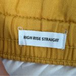 Loft High Rise Paper Bag Straight Leg Crop Pants Yellow Small Elastic Baggy Photo 9