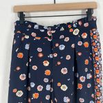 Maison Jules Pants Womens 4 Blue Floral Print Straight Leg High Rise Pleated Photo 1
