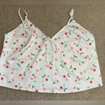 NWOT Colsie Satin Cropped Cherry Top Size Small White Photo 0