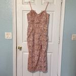 Sau Lee Celina Sheer Lace Bustier Midi Dress Size US 10 Blush Pink Photo 2