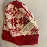 Hollister Women’s Red Snowflake Knit Beanie hat Nordic fair Isle Photo 3