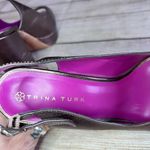 Trina Turk Silver Slingback Heels with Peep Toe Photo 5