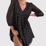 Sunday Best Women Dress Black Mini Jinx Sheer V Neck Long Sleeve Babydoll Medium Photo 0