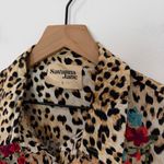 Savanna Jane Embroidered Leopard Print Maxi Dress Size Large Boho Western Floral Brown Photo 3