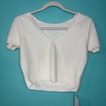 Ivory Short Sleeve V Neck Puff Sleeve a sweater top White Photo 0