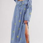 Free People embroidered linen midi dress size large Photo 0